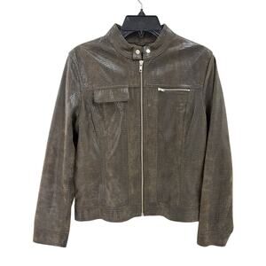I.E. Brown Crocodile Pattern Leather Jacket size Medium